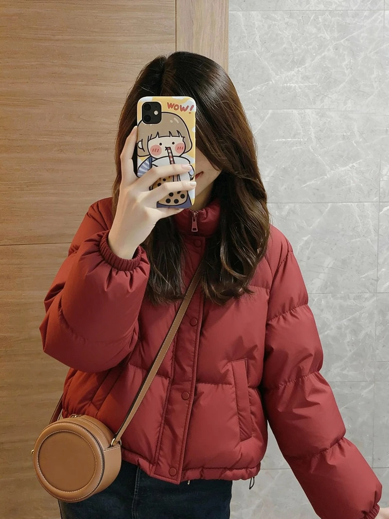 港式时尚流行宽松百搭红色外套女2026冬季新款厚款保暖巨好看上衣