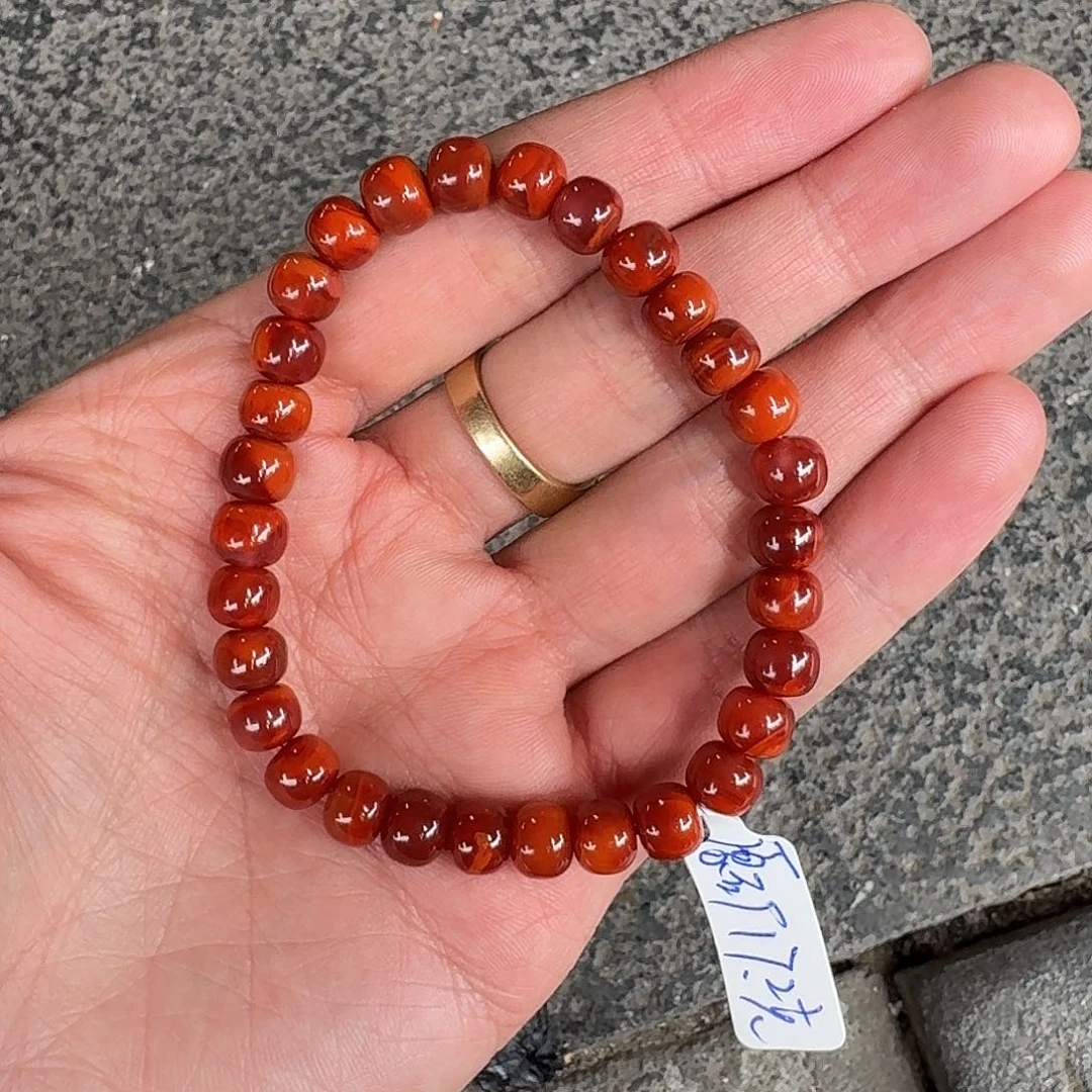 南红玛瑙手链未镶嵌手串原矿南红瓦西牛血老型7➕