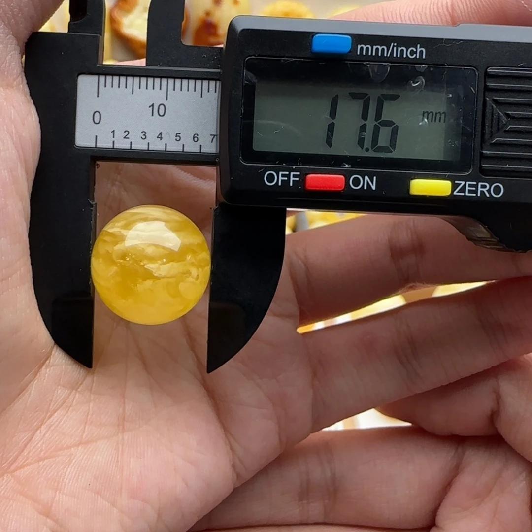 蜜蜡未镶嵌裸石蜜蜡圆珠微瑕