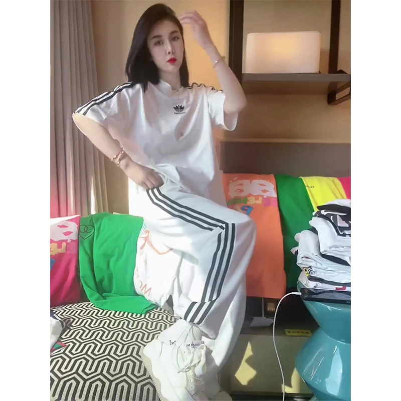 美丽动人~高级感时尚运动套装女夏季宽松显瘦气质短袖高腰两件套