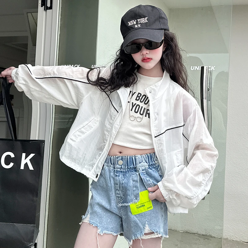 女童夏季防晒衣2025夏装儿童超薄超立领外套中大童女孩防晒服洋气