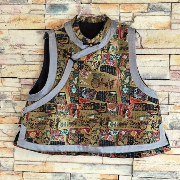 新款唐锦新中式马甲宽松国风坎肩女汉服