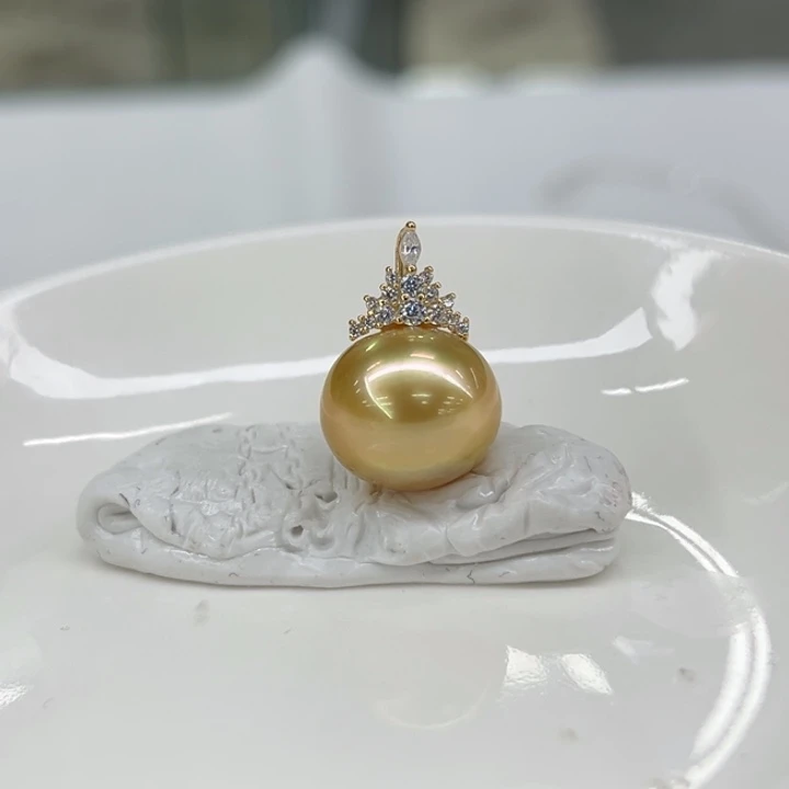 银S925镶嵌吊坠(不含链)海水珍珠13-14m