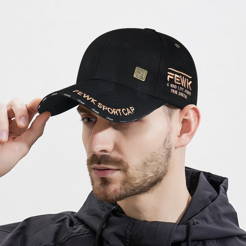 四季款国风刺绣时尚百搭棒球帽男士硬顶户外遮阳防晒鸭舌帽