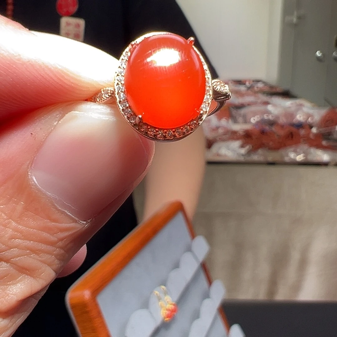 南红玛瑙戒指未镶嵌ha34007多样性发货