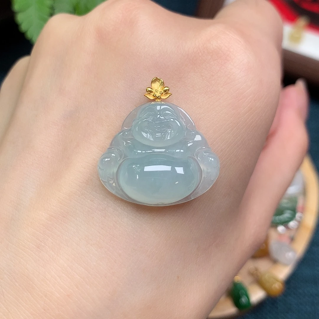 莓****翡翠18K金镶嵌吊坠(不含链)