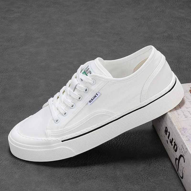 白色帆布鞋男2025新款夏天透气薄款冰丝板鞋夏季男士软底小白鞋子