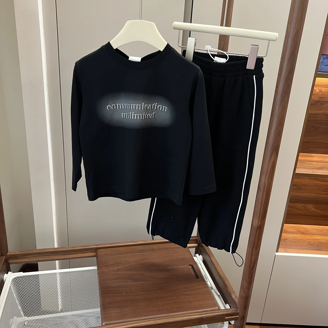 【编号R138】T1082-01-儿童晕染字母印花T恤黑色-BC