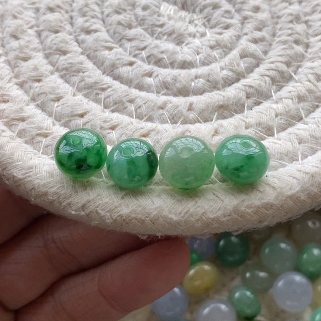 翡翠散珠石*玉9+天然翡翠A货散珠
