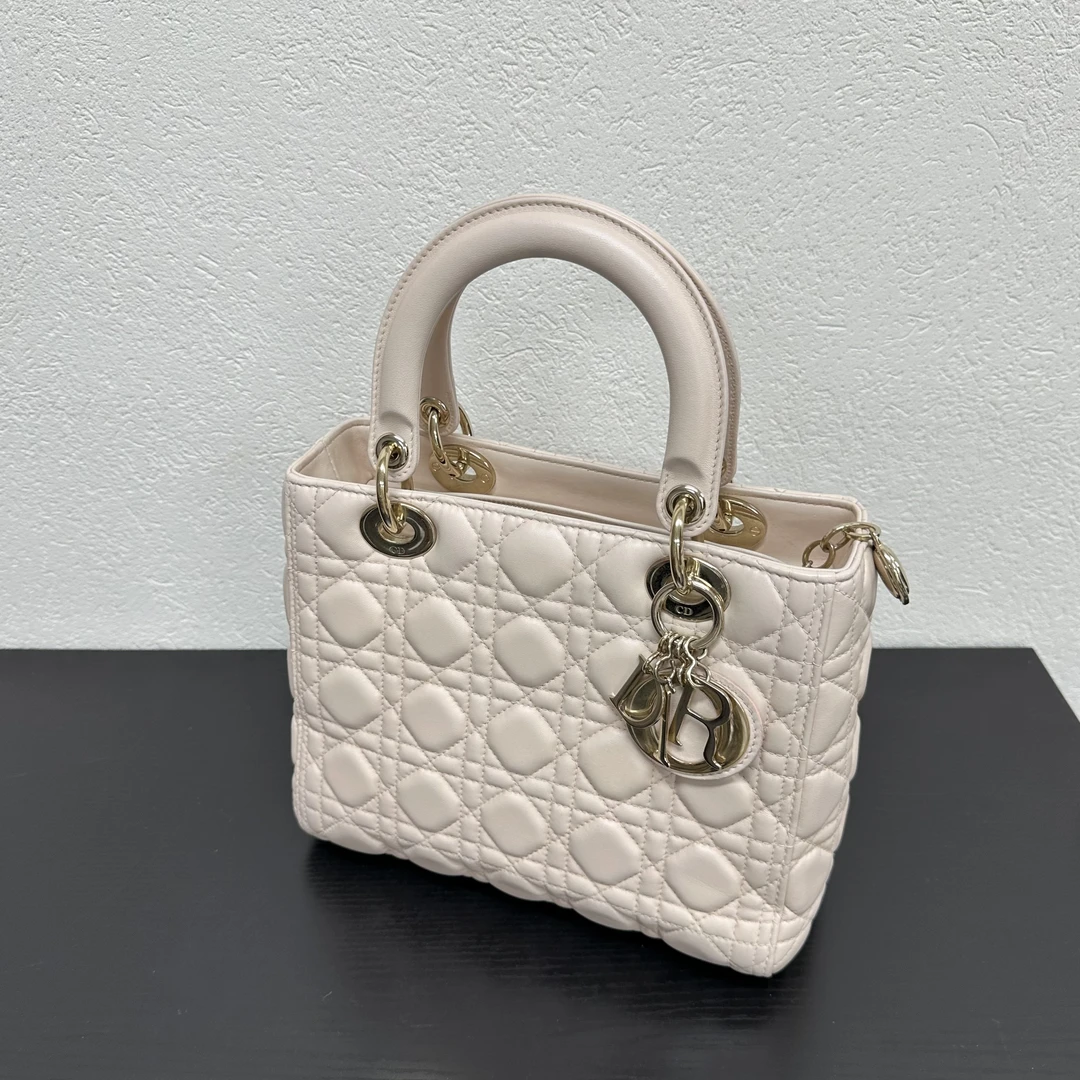 95新 DIOR/迪奥 粉色五格戴妃手提包 国庆