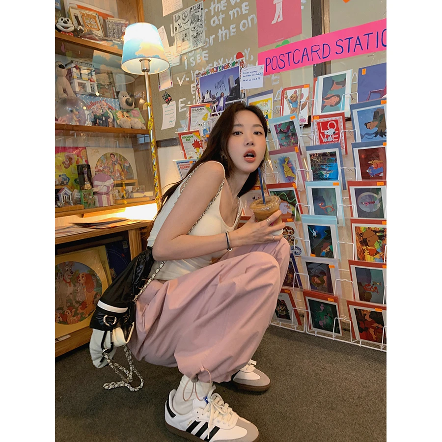 张贝贝 水洗棉 美式户外捏褶工装裤 两穿裤脚