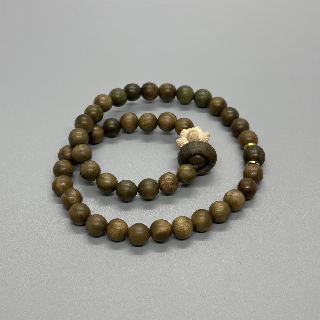 【D2515】新中式文玩设计绿檀手持圆珠8mm左右可手腕两圈可手持