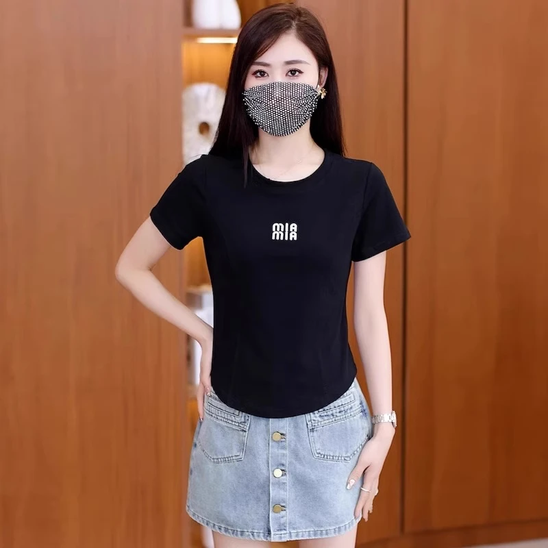短袖女士T恤2025年夏季新款百搭显瘦圆领短款上衣体恤衫小个子潮