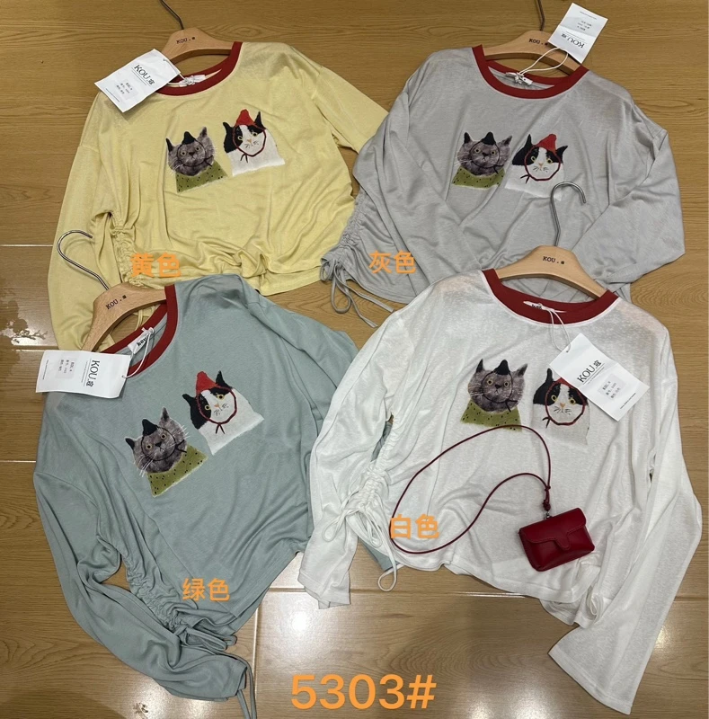 叨叨推荐款 KOU#5303#拼色领小猫图案防晒上衣 FL