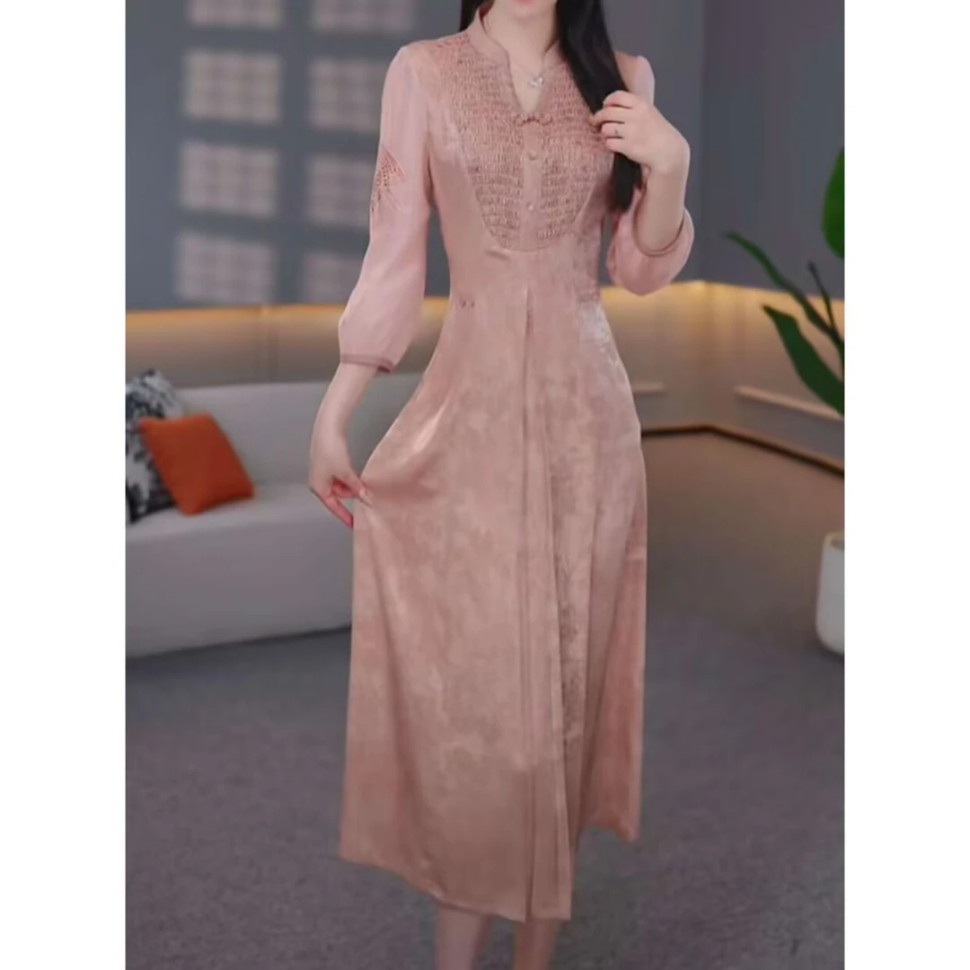 DBF-25A119MJ 新款时尚2025年精致显瘦气质中式连衣裙 M-5XL