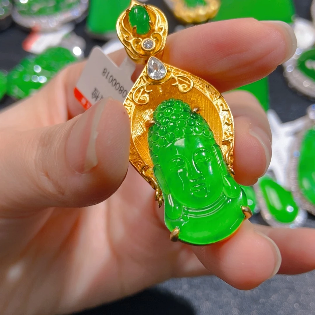 翡翠银S925镶嵌吊坠(不含链)