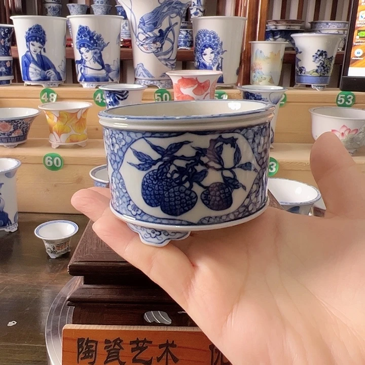 摆件手绘手工陶瓷花盆