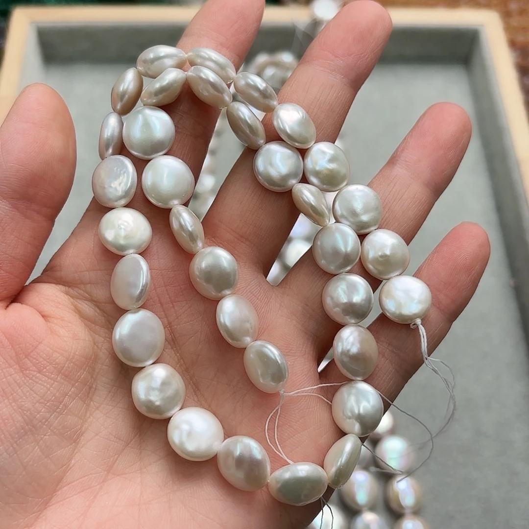 忽***晚玛瑙/玉髓未镶嵌珠宝半成品卡11-12珍珠圆饼一条拍10发一