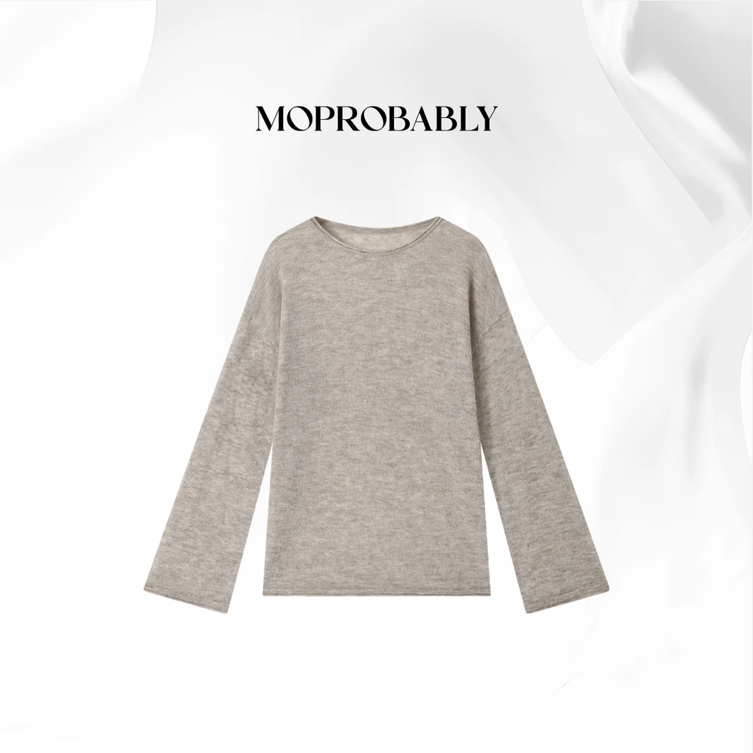 Moprobably贝贝「行韵衫」圆领长袖百搭慵懒感针织衫B5376046