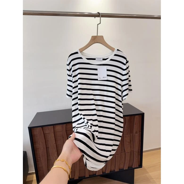 清仓 夏季经典条纹舒适时尚百搭短袖T恤女