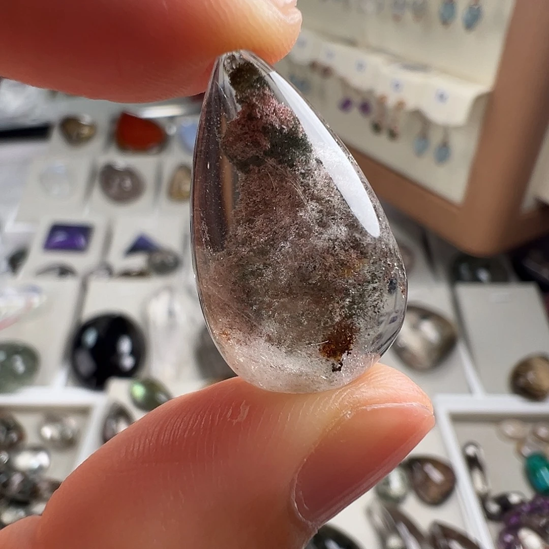 水晶颈饰银S925镶嵌天然幽灵水晶