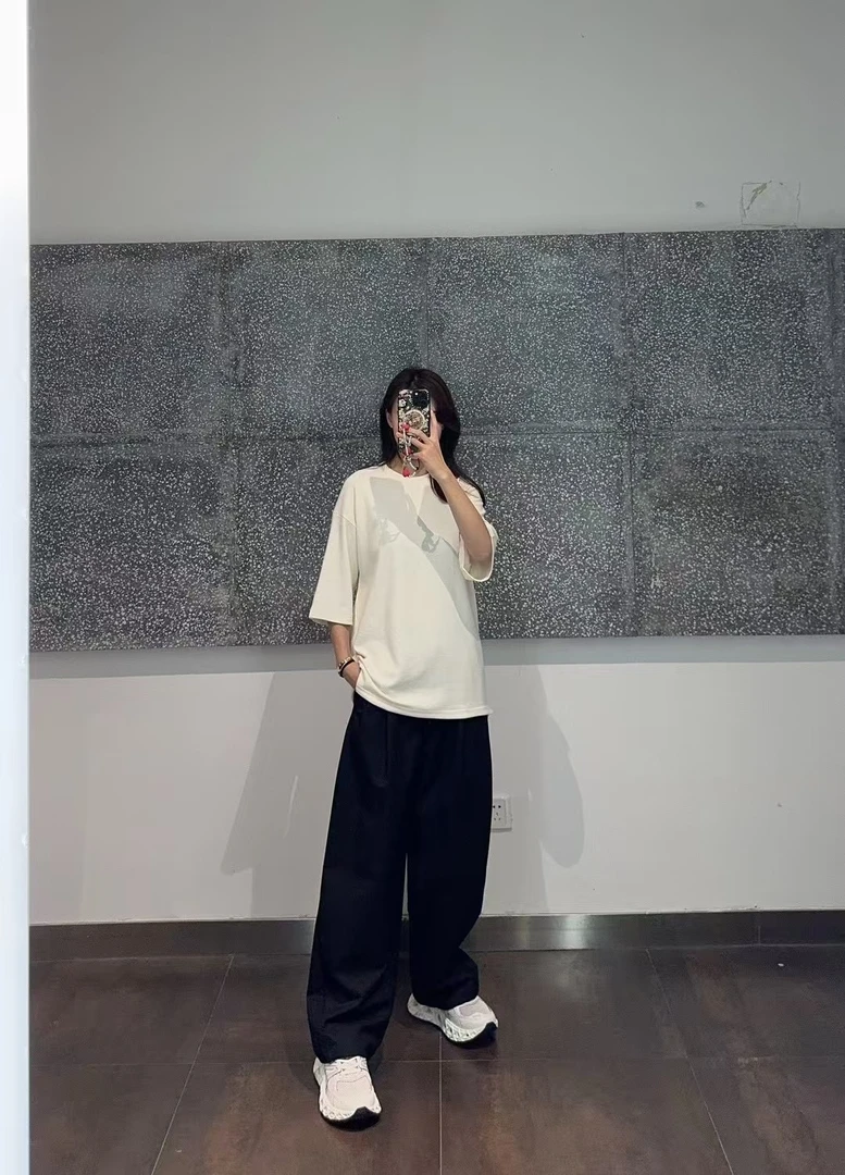 【12680】质感为先 高克重宽松廓形落肩男士休闲短袖T恤