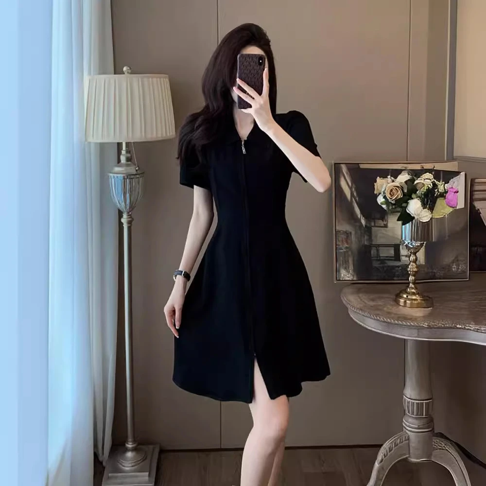 绝美法式小众黑色连衣裙夏季高级感小个子气质显瘦赫本风小黑裙