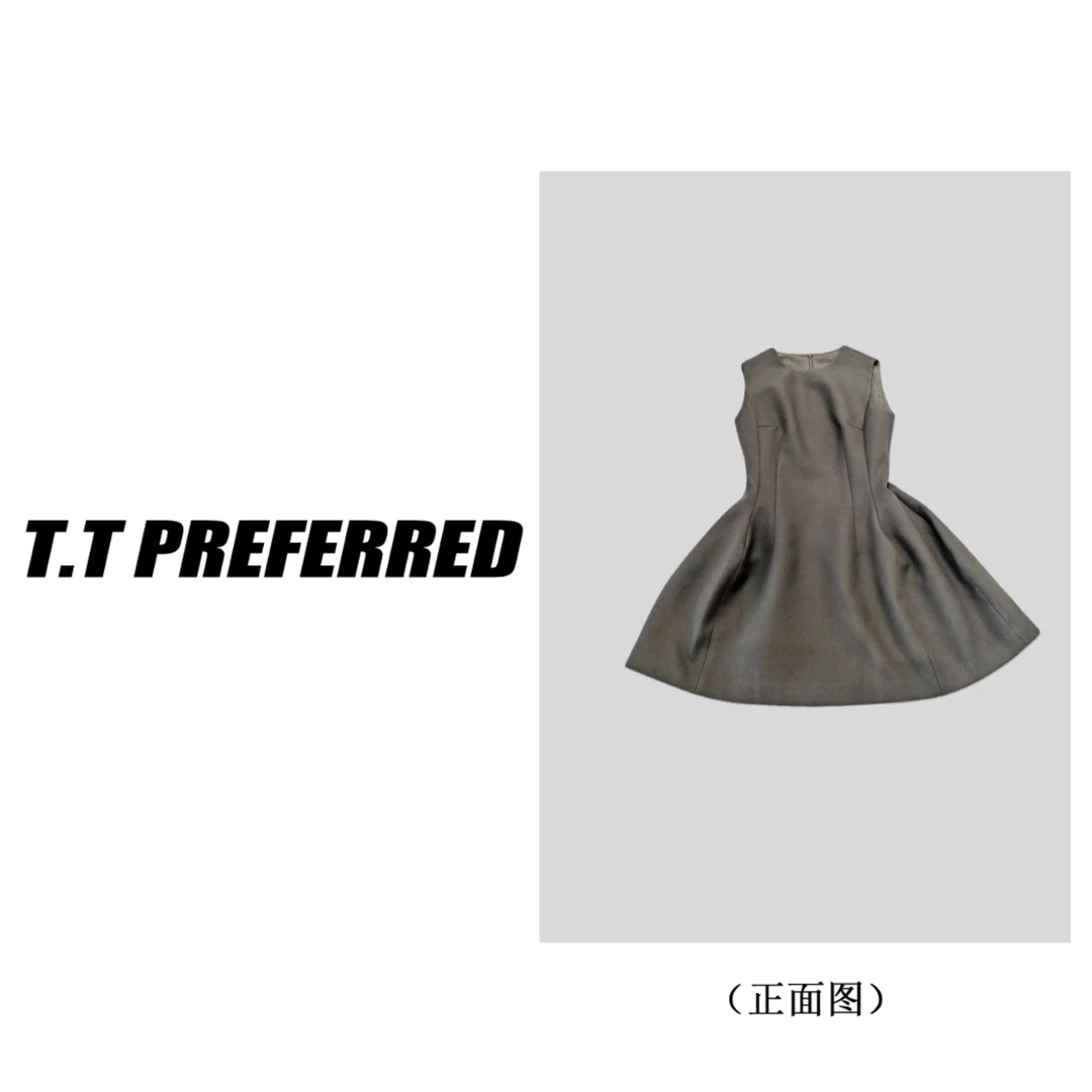 【T.T】2025新款法式简约气质圆领收腰无袖修身高级连衣裙L-001