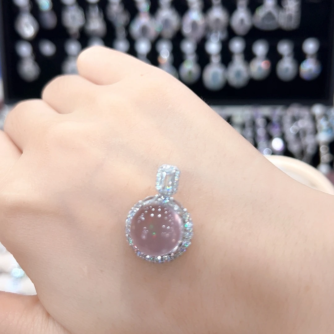 ****y银S925镶嵌颈饰芙蓉石