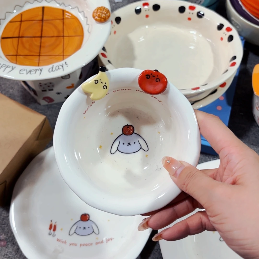 陶瓷孤品苹果小狗全品五寸米饭碗