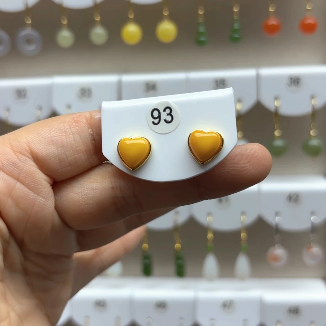 银S925镶嵌蜜蜡耳饰门蜜蜡