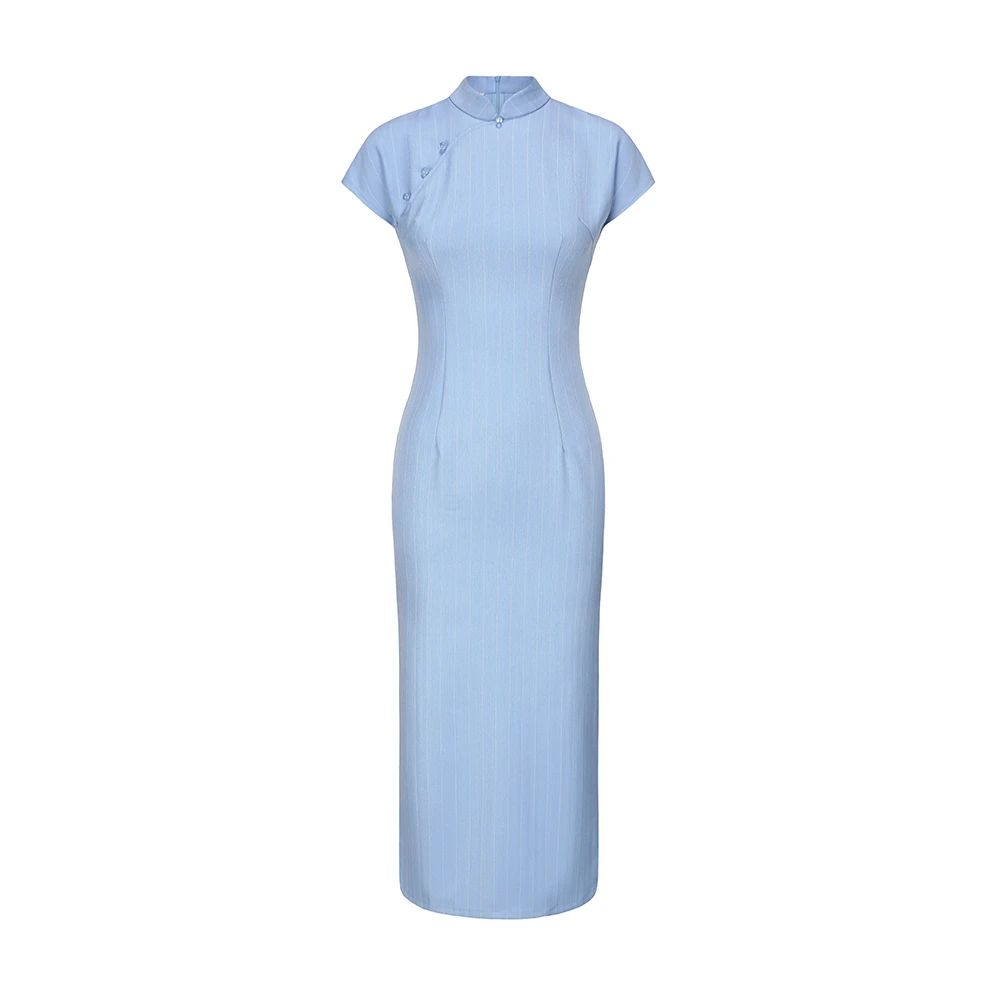 新中式改良版修身旗袍少女年轻款日常可穿清新修身短袖复古连衣裙