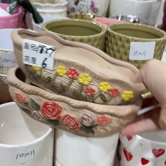 多肉绿植陶瓷花盆9.9包邮，有孔