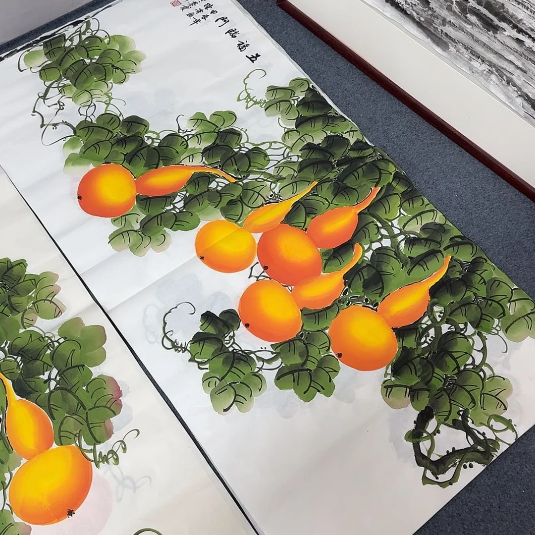 国画尺寸70X70手绘作品