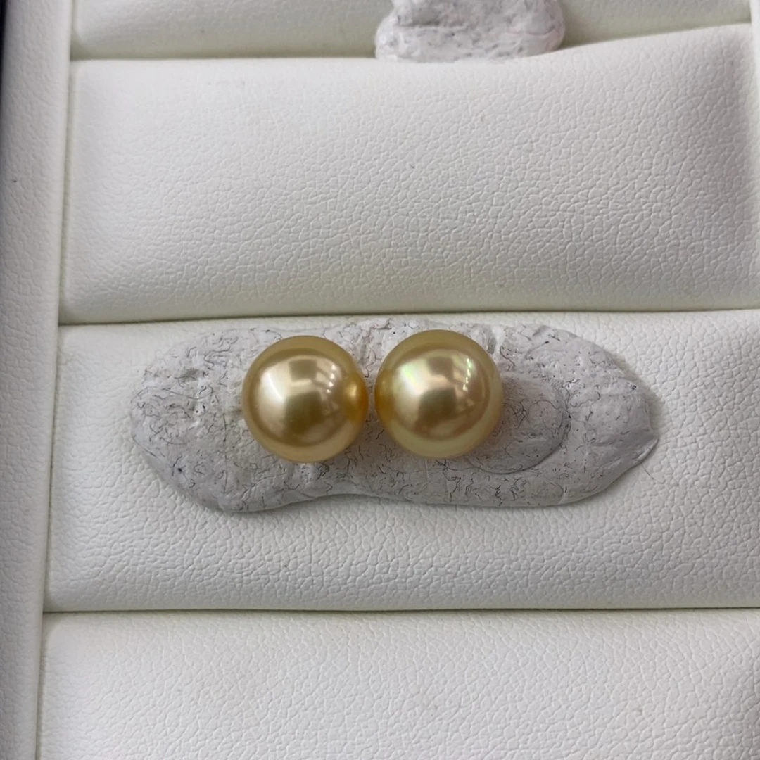 未镶嵌9.6mm正圆南洋金珠浓茶金海水珍珠