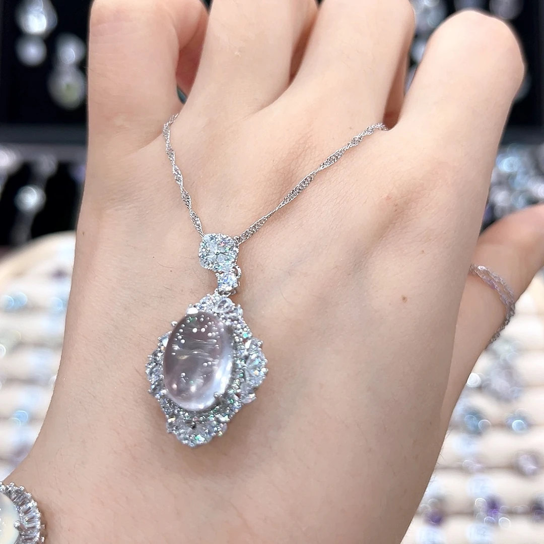 狮***-银S925镶嵌颈饰芙蓉石