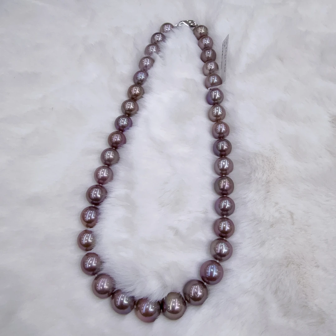 【船长甄选】淡水 ‘’紫气东来‘’炫彩 5A强光 紫珠串 11-14mm/S925银