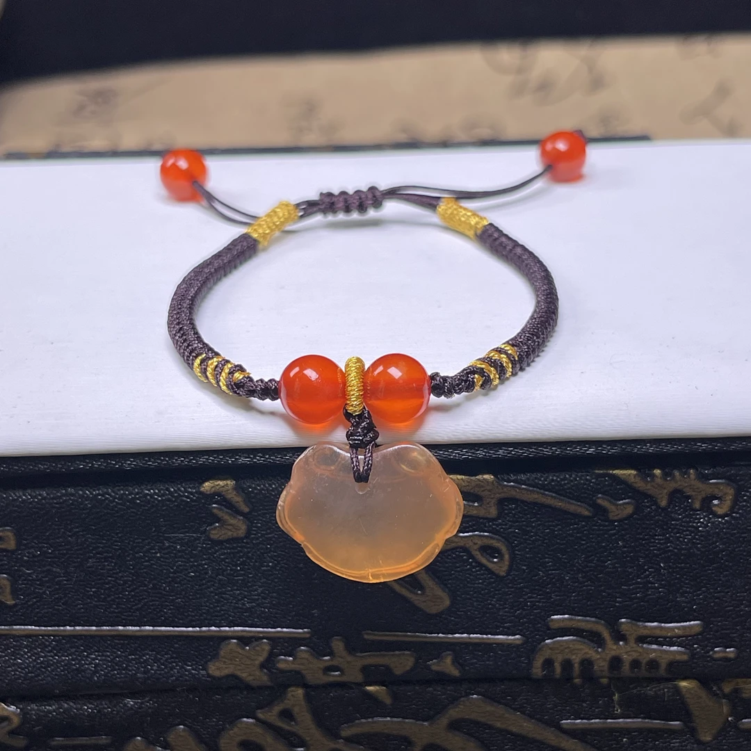 非金属珐琅手链 精美青鱼石如意锁 手工编织寓意平安如意时尚百搭