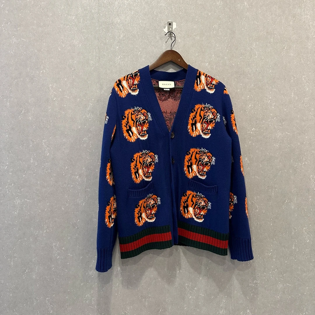 Gucci古驰虎头满印刺绣开衫毛衣 M码/99新/003062