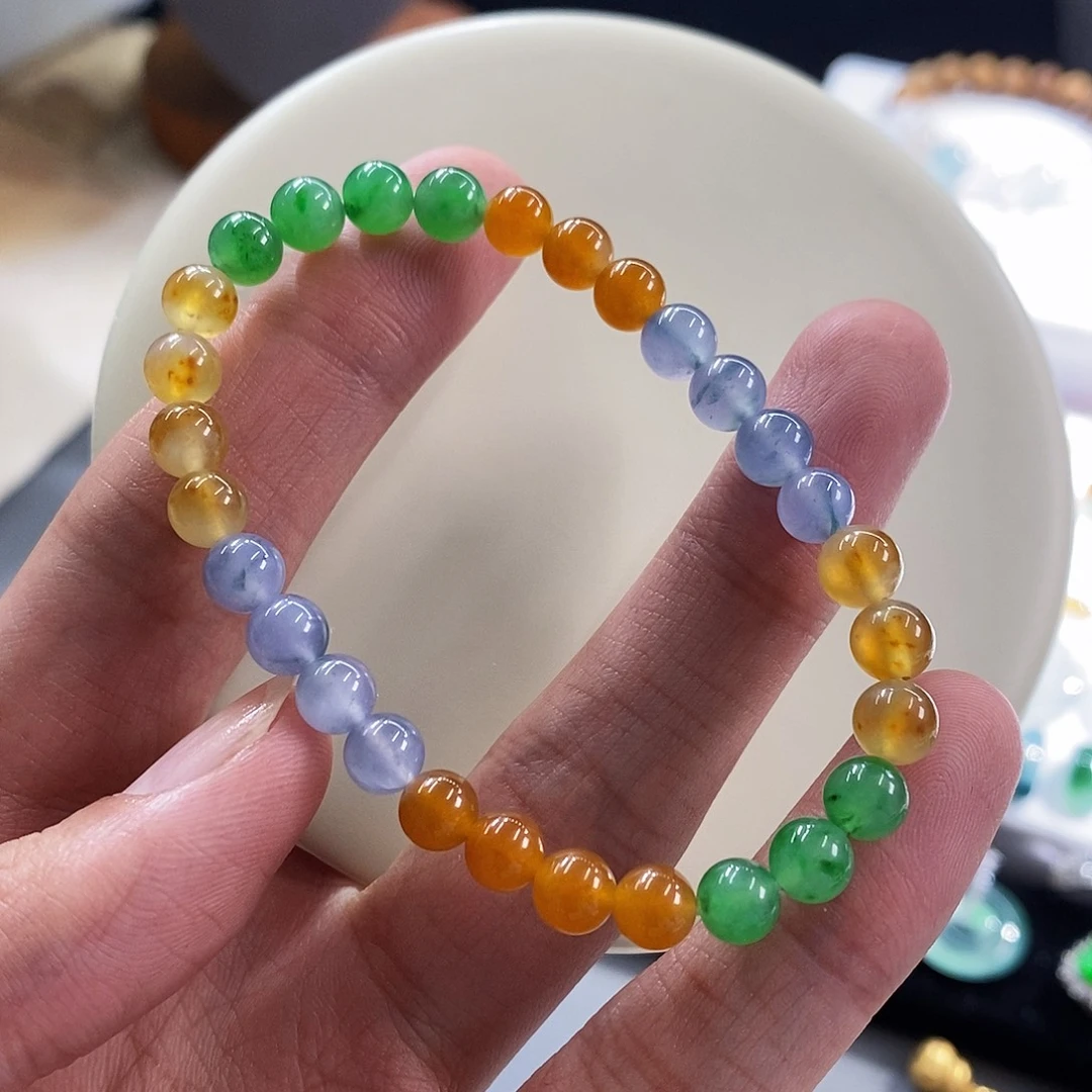 颈饰未镶嵌翡翠冰浓彩手串
