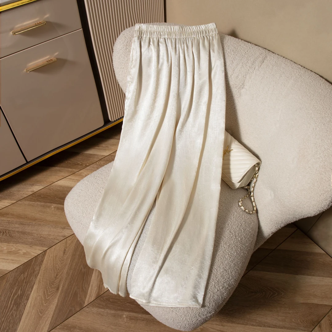 【阿萨专属】夏季冠乐皱桑蚕丝直筒窄版长裤QHADT-9111