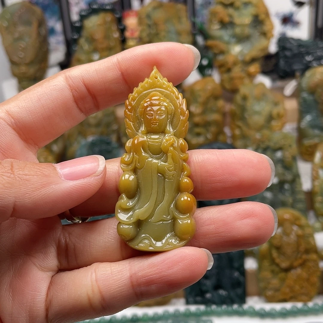 翡翠未镶嵌颈饰天然翡翠a货观音