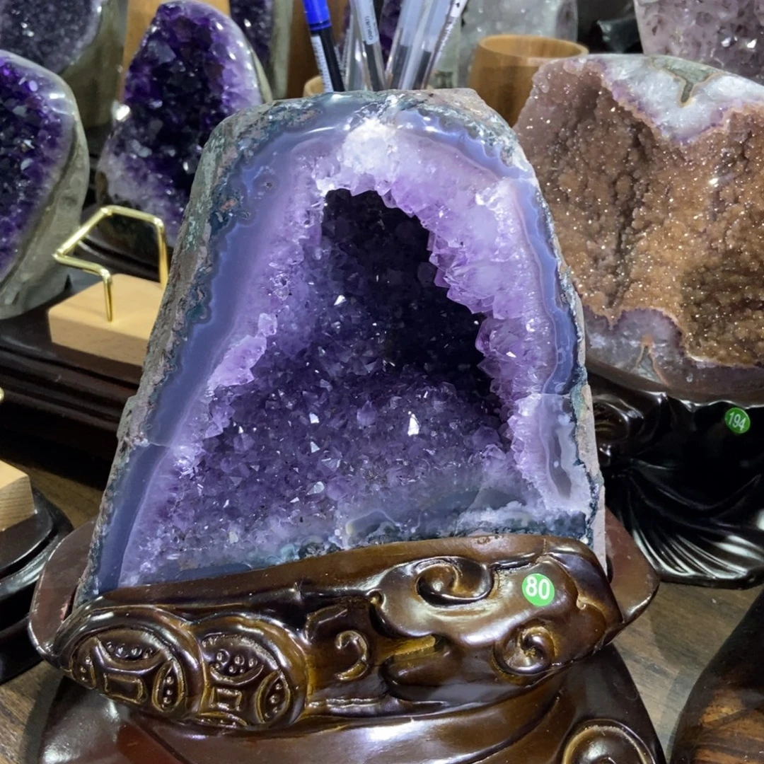 紫晶未镶嵌摆件水晶