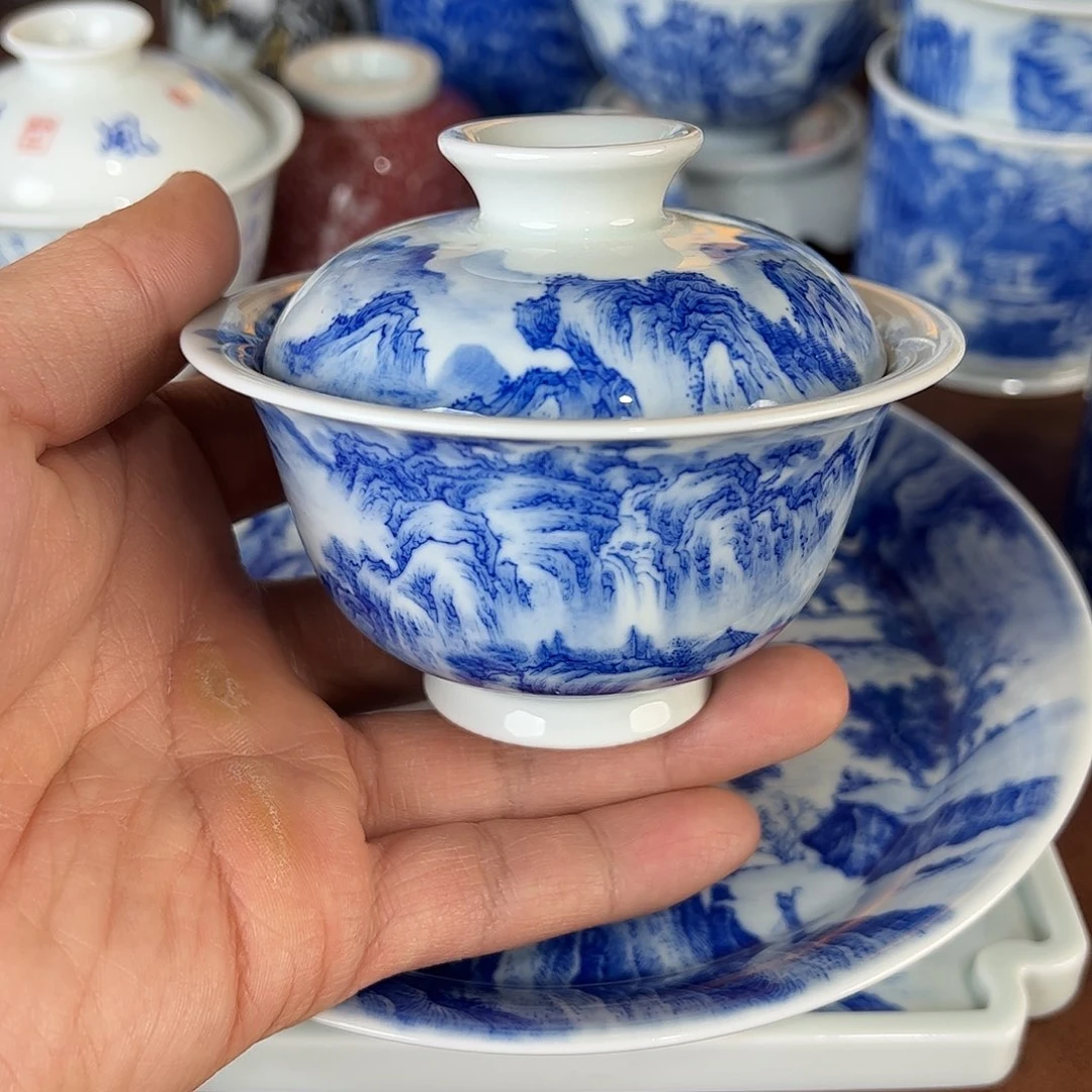 小***红瓷片景德镇全手工手绘陶瓷
