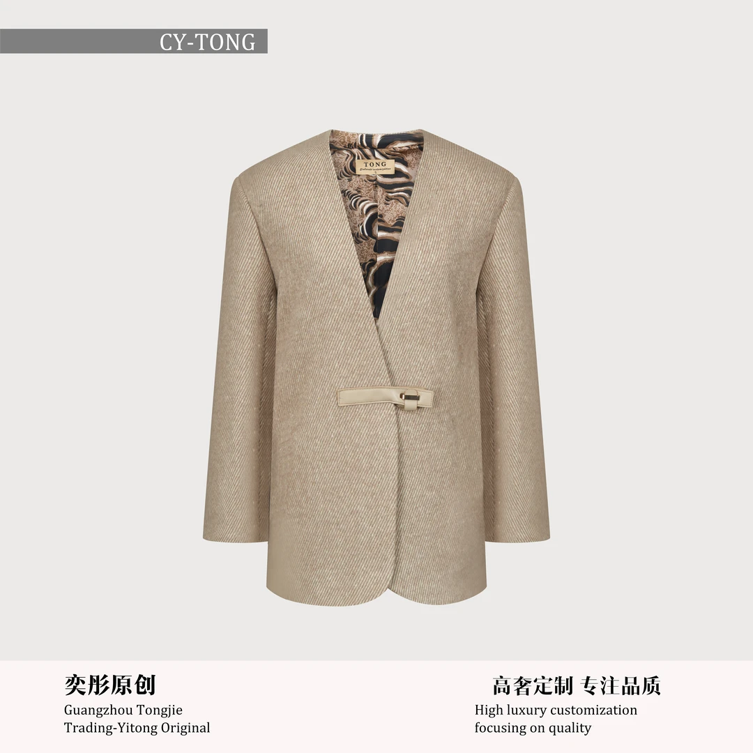 【彤姐原创】「卡其色」冬季显瘦时尚轻奢小众独立西装外套TWTZ4202