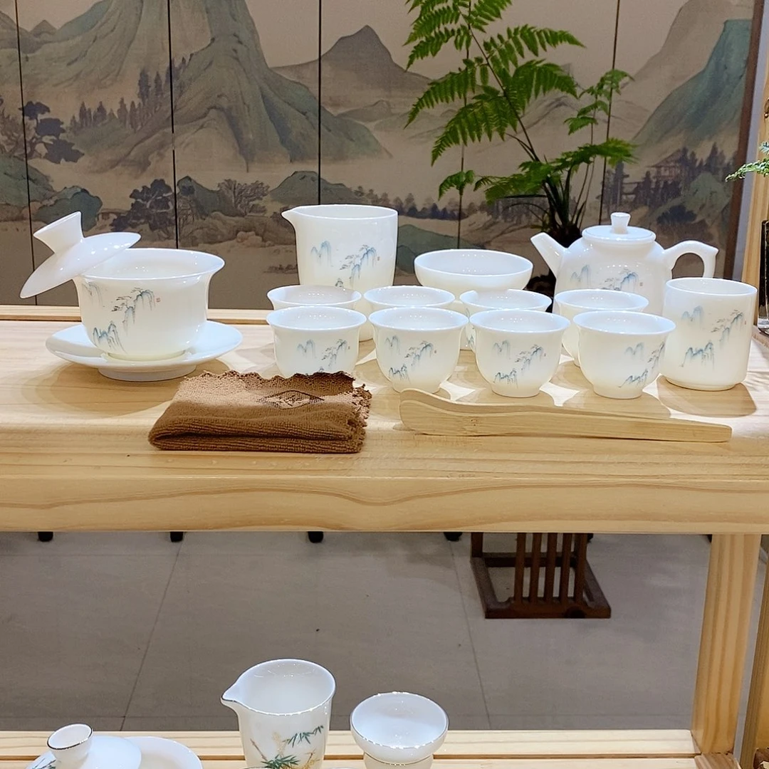 【墨城】羊脂玉瓷高山流水16头