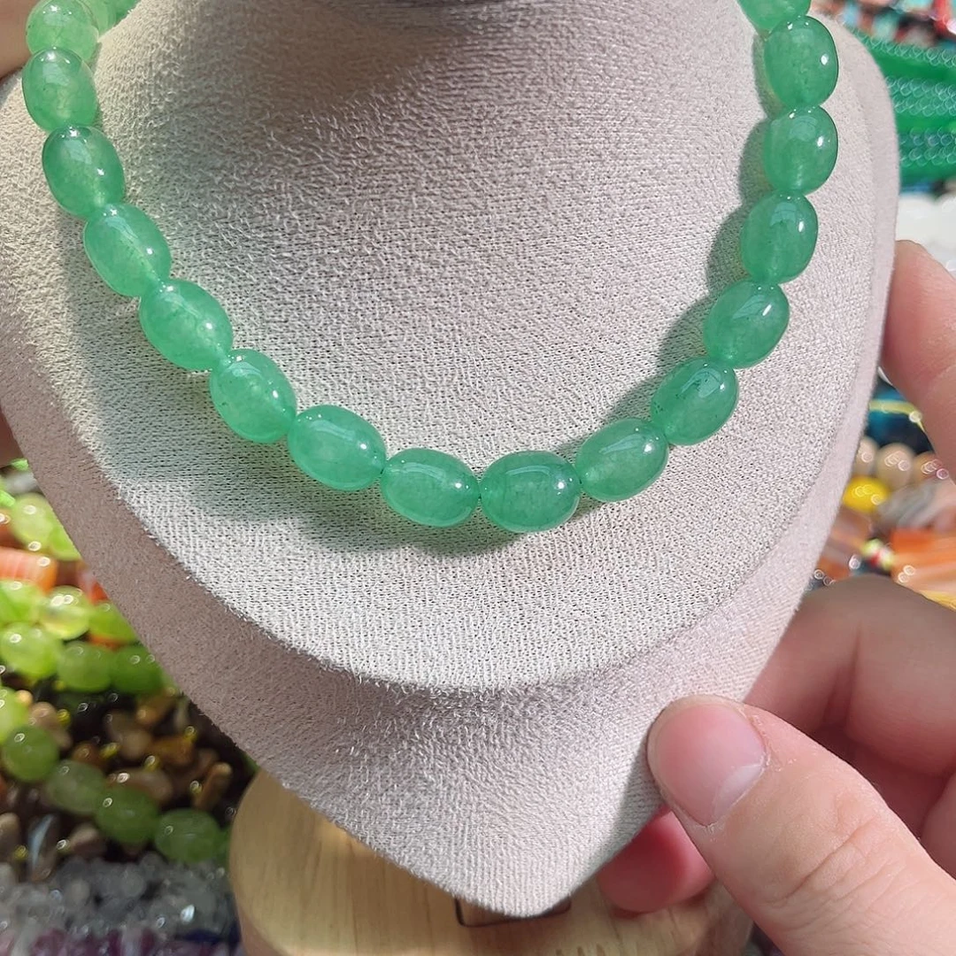 玛瑙/玉髓未镶嵌珠宝半成品绿土豆9x11mm