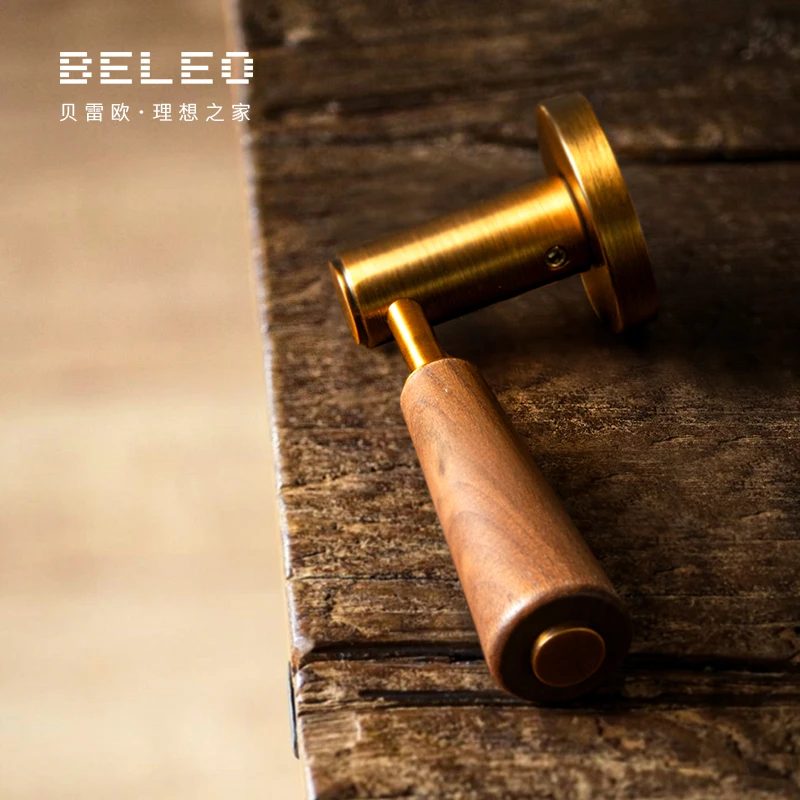 室内门锁胡桃木卧室现代磁吸静音房门锁家用复古分体锁木门门把手