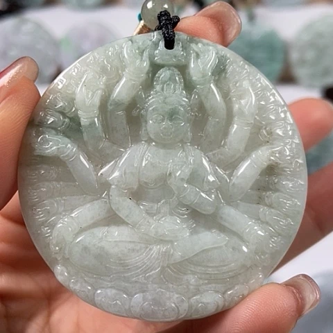 翡翠颈饰未镶嵌千手观音福利