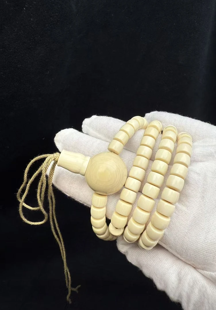 噶玛珠宝猛犸牙高冰料精工108珠8mm-9mm